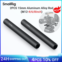 SmallRig Aluminum Alloy 15mm Rod Camera Rail Rod 10/15/20cm 4/6/8Inch 2 Pcs Set for DSLR Camera with M12 Female Thread 1049