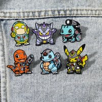6pcs Set Anime Creative Mech Pok é mon Badge Armor Pikachu Little Fire Dragon Clothing Brooch Personalized Backpack Accessories