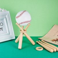 1set Wooden Baseball Holder Mini Baseball Bat Display Stand Golf Tennis Ball Support Bracket Beisbol Softball Baseball Softballs