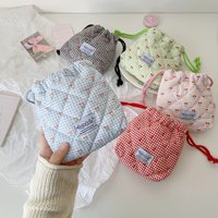 1pc Cute Cherry Drawstring Makeup Bag Cherry Print Toiletry Pouch Travel Portable Cosmetic Storage Bag