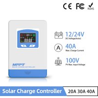 40A 30A 20A Mppt Solar Charge Controller PV Input 100VDC 60VDC Solar Regulator 12V 24V Auto LCD Display LiFePo4 GEL