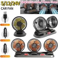 Car Fan 360° Adjustable 1/2/3 Head Air Fan Automotive Electric Fan USB/12V/24V Fan 2 Speeds Car Silent Fan for Home Desk Car
