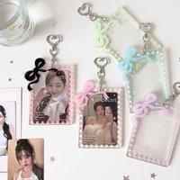 Acrylic Bow Star 3 inch Kpop Idol Photocard Holder Student Photo Card Holder Bag Pendant