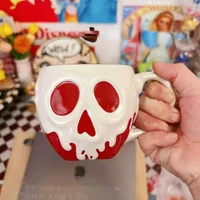 Red Poisonous Apple Skull Mug Ceramic Cup Anime Cartoon New Fruit Water Cup Large Capacity Creative High Beauty Halloween Gift