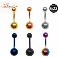 G23 Titanium 14G Belly Button Rings zircon Highly Polishing Threaded Eyebrow Nails ASTM F136 Body 1pcs wholesale Belly Button