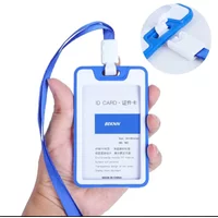 PVC Waterproof Card Holder Neck Strap with Lanyard Badge Holder Work ID Card Bus Business Plastic Holder Bags Office Supplies
