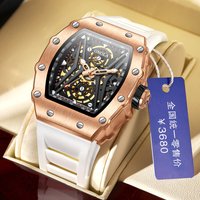 ONOLA Original Design Watch Mechanic Watches Men Top Luxury Fashion Casual Luminous Square Skeleton Clock Men Automatic Watch