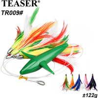 TEASER TR009 122g Sea Bird Teaser Fishing Bait UV Deepsea Big Game Feather Trolling Skirt Tuna Fishing Lures With Hook