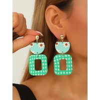 Women's Lightweight Polymer Clay Daisy Floral Gingham Geometric Boho Earrings Summer Party Travel Gift Dangle Statement Jewelry