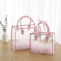 Waterproof Transparent Gift Bag Large Capacity Portable Women Shopping Bags Reusable Lightweight Handhold Packaging Tote Women