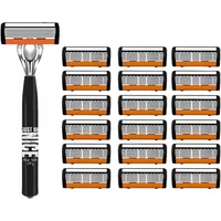 Manual Men's Razor Stainless Steel Blades with Precision Trimmer Metal Razor Holder for Smooth Shave