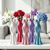 New Gown-Shaped 3D Printed Flower Vases Flower Arrangement Minimalist-Style Elegant Dress Vase Twisted Design Decorative Vase