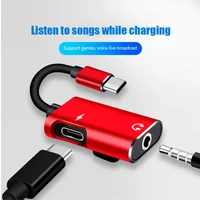 2-in-1 USB-C to 3.5mm Jack Adapter Type C Audio Splitter Headphone Charger Dongle for Xiaomi Huawei Type C Phones