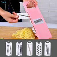 ☽5-in-1 Multi-Function Vegetable Slicer, Interchangeable Blade Kitchen Chopper with Hand Guard