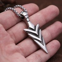 Punk Vintage Stainless Steel Arrow Pendant Necklace Cool Hip Hop Arrowhead Necklace Simple Fashion Amulet Jewelry Gift Wholesale