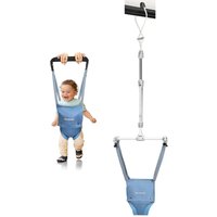 Cowiewie 2 in 1 Baby Door Jumper with Walking Harness Function Sturdy Door Clamp Adjustable Strap Soft Seat for 6-24 Months Baby