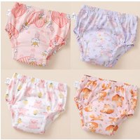 4PCS Boys Girls Baby Cotton Breathable Reusable Cute Toilet Potty Training Pant Absorbent Waterproof Kids Underwear Shorts Brief