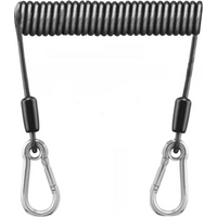 Stainless Steel Fishing Lanyard Anti-drop Hanging Buckle Fishing Safety Rope Telescopic 1.5-3M Spring Rope Fishing