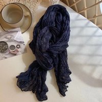 Fashion Autumn Winter Cotton Linen Scarf Keep Warm Square Pleated Printed Scarf Vintage Luxury Brand Designer Shawl Wrap