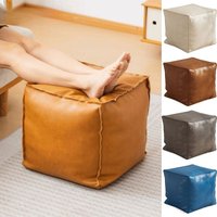 Nordic Style Non-Slip Storage Stool Large Capacity Waterproof PU Leather Ottoman Thicken Stackable Leather Pouf Living Room