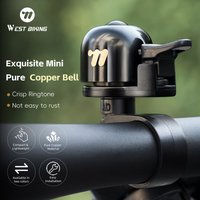 WEST BIKING 29g Lightweight Pure Copper Bike Bell Anti-Slip Finger Dial Waterproof for Folding Bikes Bell Bicycle Accessories