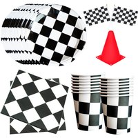 Race Car Birthday Party Supplies Tableware Plates Napkins Cups Gift Box for Boys Baby Shower Race Car Theme Birthday Decorations