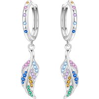 CYCUFF 925 Sterling Silver Colorful Feather Lucky Symbol Earrings Original Jewelry Drop Earrings Jewelry Anniversary Gifts