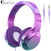 Gradient Cool Kids Headphones Girls Wired Headphones with Mic Adjustable Stereo Children Headphones for School/Travel Kids Gifts