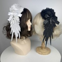 Character Dress Up Single Wing Gothic Wings Lolita Subcultural Headwear Women Lace Cross Hairclip Hair Accessories Top Hat