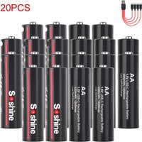 Soshine 1.5V 4200mWh Li-Ion Rechargeable Battery USB Lithium Batteries Type C AA Battery with 4-in-1 USB Cable 1200 Times Cycle