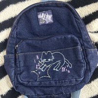Japanese Simple Kawaii Cat Backpack Denim Handbag Shoulder Bags Small Mini Student Schoolbag Cute Women Backpack Woman Bags