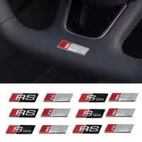 10pcs 3D Aluminum SLINE RS Badge Car Steering Wheel Sticker Auto Interior Emblem Decoration Accessories for Audi A3 A4 A5 A6 A7