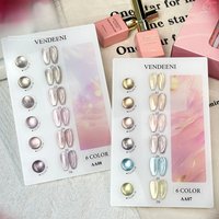 6Color 15ml Pink Gold Water Light Cat Magnetic Nail Gel Polish Aurora Glitter Crystal Soak Off UV LED Gel Varnishes for Manicure