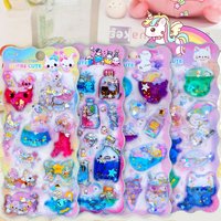 Funny Bottles Cartoon Animals Cat Rabbit Water Stickers 3D Scrapbooking Diy Journal Cute Stickers Stationery Decor School Gift