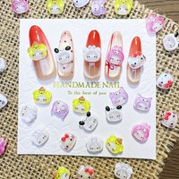 100Pcs/Pack Icy Hat KT Kitty Nail Charms - Cute 3D Resin Nail Art, Kawaii Press-On Nail Decor for Sweet Manicures