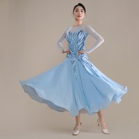 Ballroom Dress Competition Round-Neck Pink Prom Gown Blue Long-Sleeve Elegant Adult 2026 Sequined High-Quality Full Skirt