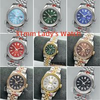 Gramock Fashion 31mm Lady's NH05 Mechanical Automatic Wristwatch Stick Mark Sunburst Dial Dog Tooth Circle Steel Watch For Women