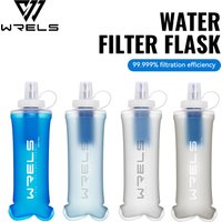 WRELS Water Filter Bottle Collapsible Soft Water Bottle With Filter Squeeze Dual Filtered Water Bottle Outdoor