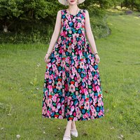 New Fashion Summber Casual O-Neck Women Dresses Women Clothing Print Women Sleeveless Plus Size