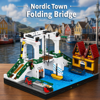 Klemmbausteine Nordic Town Faltbrückenhaus mit Motor, Modulare Gebäude-Bausätze, Stadtansicht-Apartment-Architektur, Montage-Ziegelstein-Modellbausatz für Erwachsene, DIY-Geschenk, 2066 Teile