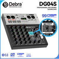 Debra DG04S 4-Channel Mixing Soundcard, Mixer, Bluetooth 5.0, 24-bit/192k Sample Rate, OTG Interface, 48V Phantom Power for Bars