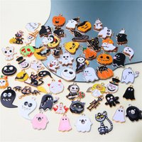 10pcs Halloween Alloy Charm Set - Cute Pumpkin Ghost Pendant Ornaments, DIY Jewelry Necklace, Earrings, Keychains and Bracelet