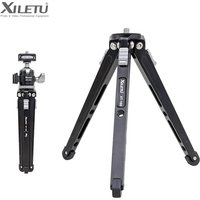 XILETU Mini Aluminum Alloy Handheld Tripod Cold Shoe Head Desktop Selfie Tripod for Micro Single Camera Phone Video Vlog Shootin
