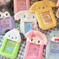 Sanrio Hello Kitty Plush Card Case Keychain Kuromi Melody Card holder Kawaii Photo Card Display Sleeves Cute Bag Decoration Gift