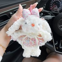Sweet drooping ear rabbit plush bunny keychain cute cartoon dress rabbit bag pendant creative car keychain gift