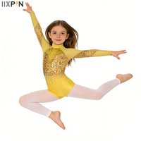 Kids Girls Long Sleeve Gymnastics Leotard Bodysuit Teens Tumbling Outfits Dance Leotard Jumpsuit for Girl Children Ballet Wear