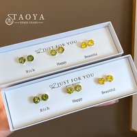 2025 Luxury Shining Zircon Set Earrings Gift Box Packaging Accessories For Women's Temperament Jewelry Birthday Gift Earrings