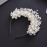 White Color Pearl Flower Headband Tiara Women's Bridal Wedding Pageant Hair Accessories Jewelry Crown