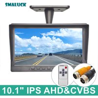 SMALUCK 10.1inch AHD CVBS IPS LCD HD Monitor Rear View Car Monitor Support 1080P AHD CVBS Car Camera 4PIN Video Input