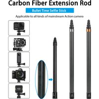 1.5M 3M Carbon Fiber Selfie Stick for DJI Osmo Action Insta360 GoPro Action Camera Extended Sticks with 1/4" Screw Hole